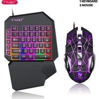 T-WOLF TF900 One Handed Keyboard Throne Set Mobile Luminous Game Chicken Eating Mobile Game Keyboard Gaming Accessories