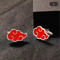 Anime peripheral Naruto Red Cloud metal shirt cufflinks creative cartoon Red Cloud men's cufflinks