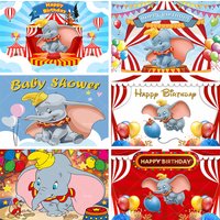 Cartoon Disney Dumbo Backdrop Circus Children Birthday Party Banner Decoration Supplies Baby Shower Background Photo Booth Props