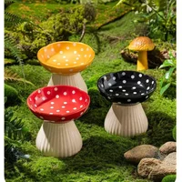 Mushroom Bowl Pet Cat Feeding Bowl Resin Home Decoration Outdoor Statues Crafts Ornaments Cat Water Feeding Neck Protection Bowl
