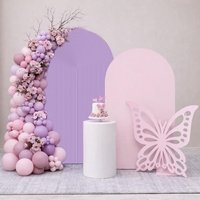 VIAKMA Purple Ripple Arch-shaped Background Curtain, Butterfly Girl Birthday Party Bounce Curtain, Baby Party Decoration