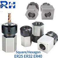 RH 1Set ER Square Hex Collet Block ER/25/32/40 Block Chuck Holder Workholding Holder for CNC Lathe Engraving Machine