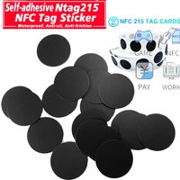 10/50/100pcs RFID NFC Ntg215 Tags Black Sticker 13.56MHz NFC 215 Adhesive Labels 25MM 504 Bytes NFC Personal Automation NFC215
