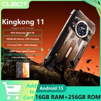 New CUBOT Kingkong 11 5G Rugged Phone 6.72" 120Hz Display 10200mAh Battery 33W Dimensity 7025 5G 16GB+256GB Android 15 Phone