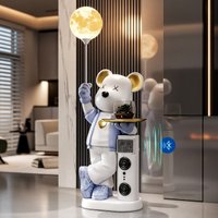 Cartoon Bear Sculptures Groot Living Room Ornaments with Moon Lamp Multifunctional Storage Tray Piggy Bank Luxury Figurines Gift