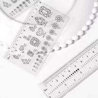2Pcs Soft Press-On Nail Tips with Fine Scale Ruler Measuring Tools for Rhinestones And Beads Easy Nail Art Measurement