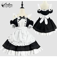 Color Cosplayer Kawaii Lolita Dress Women Maid Cosplay Costume Servant Cos Suit Adult Black Dress Halloween Anime Clothing