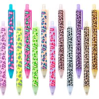 12/24pcs Multicolor Cute Leopard Print Retractable Ballpoint Pens Black Ink School Office Writing Stationery Party Favor Gift