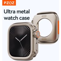 PZOZ Metallgehäuse mit PC-Rückseite für iWatch Ultra 2 3 4, Apple Watch Gehäuse Serie 11 10 9 8 7 SE 45mm 44mm, Umbau auf Ultra 49mm