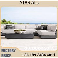 Luxury Outdoor Lounge Set - U-Shaped Sofa for Large Terrace, Pool Parties - Woven Design with Thick Cushions Coffee Table