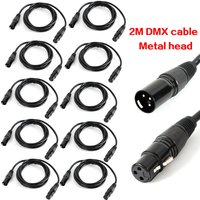 Câbles DMX avec connecteurs XLR mâle à femelle à 3 broches, câbles DMX de 2m, large compatibilité XLR pour équipement Audio d'éclairage de scène, 10 pièces