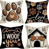 Dog paws, hearts, dog house digital printing pillow cover Short plush Suitable living rooms bedrooms sofas throw cushion cover
