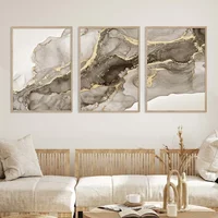 Triad Modern Minimalist Aesthetic Wall Art Marble Beige Abstract HD Canvas Paintings Posters and Prints Home Bedroom Decor Gifts