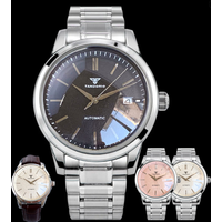Domed/Bubble Sapphire Crystal Polished Case Japan NH35 Tandorio Metal Markers Chapter Ring Automatic Men Watch 10ATM See Throug