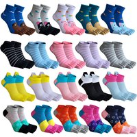 Five Finger Socks Women Girl Cotton Striped Love Sweat-Absorbing Cute Casual Anti-Bacterial Breathable Toe Ankle Socks Student