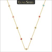 LUXUSTEEL Neckalce For Women No Fade Colorful Crystal Pendant Lady Girls Accessories 2022 Hot Sale Long Chains Necklaces