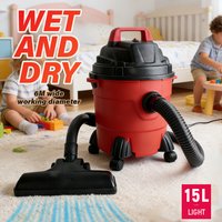Tungfull 15L Wet and Dry Vacuum Cleaner Powerful Suction Canister Vacuum for Home, Garage & Workshop, 6M Working Diameter