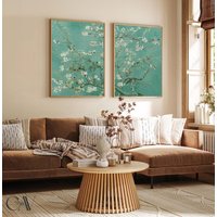 2 Pcs Retro Blossom Almond Floral Canvas Wall Art Poster, Unframed Abstract Canvas Print for Living Room Decor, and Wedding Gift