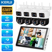 KERUI 8CH Wireless 10.1inch LCD Monitor NVR Kit 6MP WIFI IP Dual Lens Home Security Camera System Surveillance Video Recorder