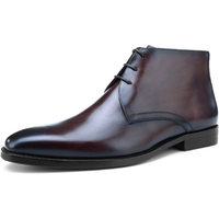 Calf Leather Men's Western Ankle Boots - Comfortable in Stock Chelsea Riding Boots for Men