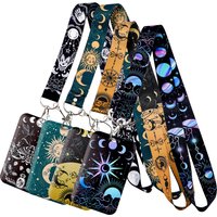 Sun Moon Face Phase Lanyard Neck Strap Keychain ID Card Cover Badge Holder Mobile Phone Hang Rope Keyring Anime Accessories Gift