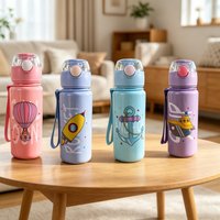 500ML 1PC Kids Water Sippy Cup Kids Water Bottle with Straw and Handle Portable Drinking Bottle Cup Children