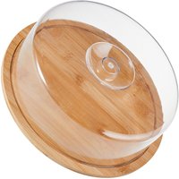 Wooden Cake Stand With Dome Lid 10 Inch Round Serving Tray For Wedding Party Dessert Display Kitchen Bakeware Accessories