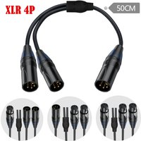 XLR 4Pin Y Splitter Cable 1 Female To 2 Male 4 Pin XLR Audio Cable for Wireless Microphone Monitor Headphone Studio Recording