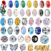 Fashion 925 Sterling Silver Flower Butterfly Shell Glass Funny Magic Cube Bag Camera Charm Beads fit DIY Bracelet Fine Jewelry