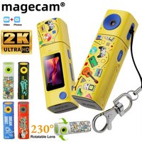 Magecam 2K Thumb Camera 230 ° Flip the Lens Mini Digital Camera Very Small Camcorder Video Recorder Portable Keychain Camera