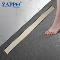 ZAPPO Brushed Gold 32 inch with 2-in-1 Tile Insert Cover 304 Stainless Steel Linear Shower Floor Drain with Hair Catcher