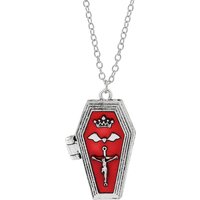 Gothic Coffin Necklace - Openable Miniature Pendant, Vampire Jewelry Gift for Men & Women, Edgy Halloween Accessories