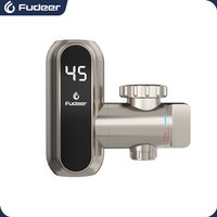 Fudeer 3000W 220V Tankless Heater Instant Hot Water Faucet Conector Champagne Gold Electric Water Heater Kitchen Tap Adapter
