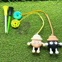 83mm Golf Tees with Holder Cute Cartoon Doll Golf Tee Plastic Golf Pegs with Anti-Lost Rope