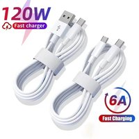 1/3/Pcs 120W 6A USB Type C Cable Fast Charging Cable for Huawei Xiaomi Samsung Oneplus Realme Android Models Quick Charge Cable