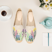 Espadrilles Women's Casual Flats Shoes with Embroidered Hemp Flat Platform, Round Toe Spring/Autumn Comfortable
