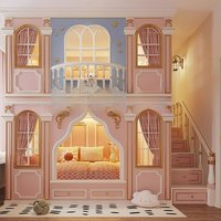 Customizable Villa Luxury Castle Room Upper and Lower Bunk Beds Elevated Duplex Second Floor Tree House Secret Base Bed