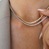 Luxury Cubic Zircon Sexy Choker Iced Out Tennis Chain Necklace For Women Crystal Short Hiphop Neck Accessories Wedding Jewelry