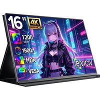 EVICIV 4K Portable Monitor 1200Nits Ultra Bright 16''105% sRGB Matte Laptop Disaplay With USB-C HDMI VESA Dual Speakers Slim External Second Screen 1MS FreeSync 1500:1 Contrast With Protective Case
