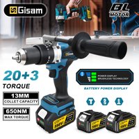 Wiertarko-wkrętarka udarowa Gisam 650NM 13mm, bezszczotkowa, z uchwytem na wkrętaki, akumulatorowa, udarowa, kompatybilna z akumulatorami Makita 18V.