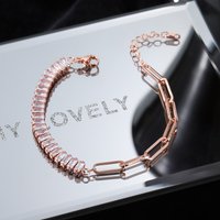 Asymmetric Tennis Bracelet Bangle Women Korean Fashion Paper Clip Hand Chain Zircon Luxury Designer Jewelry Friends Gift KCH076