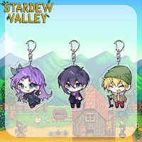 Sebastian Alex Elliott Gus Anime KeyChain Stardew Valley Men Key Chain for Women Cartoon Figure Acrylic Keyring Pendant Gifts