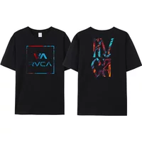 RVCA VA Letter Print T-Shirt Men's Gemini Symmetrical Summer Pure Cotton Comfortable T-Shirt