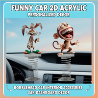 Funny Big Mouth Monkey 2D Acrylic Spring Shaking Head Doll Car Ornament Trendy Desktop Decoration Car Interior Accessories