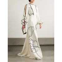Yeezzi Female British Style Flower Printed Party Evening Dresses 2025 New Summer Ruffled Sleeves Falbala Elegant Prom Gown