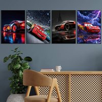 Lightning McQueen 95 Car Cool Poster Gallery Prints Self Adhesive Home Decor Decoration Wall Decals Living Room Sticker