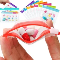 7/14pcs Pill Pouch Bags Travel Reusable Zippered Pill Pouch Set Medicine Organizer 7Colors Self Sealing Translucent Medicine Bag