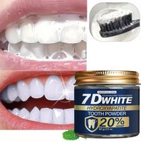 7D White Hydroxyapatite Tooth Powder, Deep Cleaning with Charcoal & Mint Oil for Whitening, 20% nHAP