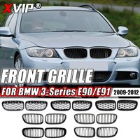 XVIP Diamonds Style Front Bumper Grilles For BMW 3-Series E90 E91 2009-2012 Single Line Style Glossy Black Dual Slats Grilles