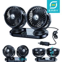 Eary Portable Dual Head Car Fan 12V 24V 3 Speed Auto Cooling Fan 270° Rotatable Vehicle Fan Mount For Dashboard Air Circulation